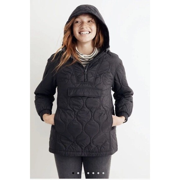 Madewell Airpuff Quilted Packable Popover Puffer Jacket Coat Coal Womens Plus 2X - Picture 8 of 15